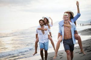 Friendship freedom group vacation beach summer holiday concept