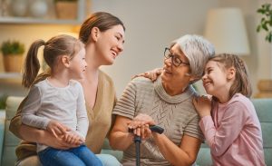 girls, their mother and grandmother