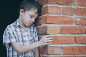 Portrait of sad little boy