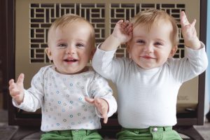 Twin boys being silly